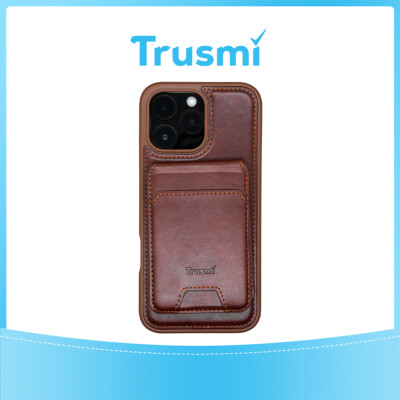 TRUSMI iPhone 13/14 Magnetic Cowhide Leather Case with Card Slot Wallet Dark ...