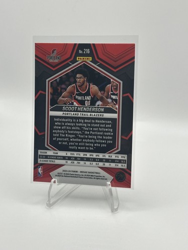 2023-24 Panini Mosaic NBA Scoot Henderson #216 Rookie RC Portland Trail Blazers - Picture 2 of 2