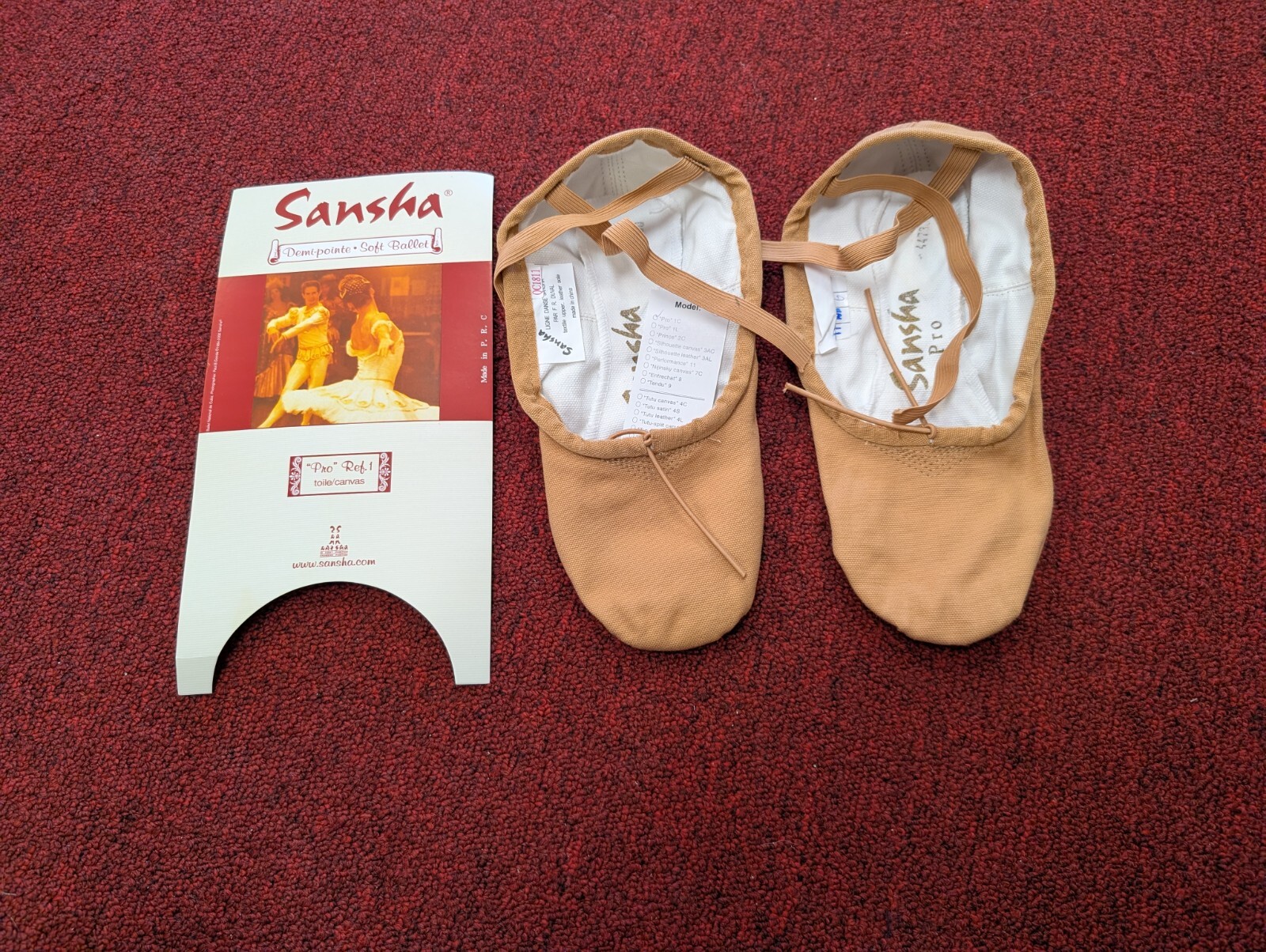 SAOLA Sansha Pro1C Ciabatte da Balletto Uomo in Tela Marrone Suola Spaccata 11 Nuove