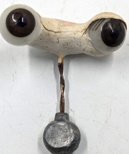 Vintage German Antique Hand Blown Rocker Glass Doll Eyes Brown Round BBI-14