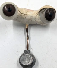 Vintage German Antique Hand Blown Rocker Glass Doll Eyes Brown Round BBI-14