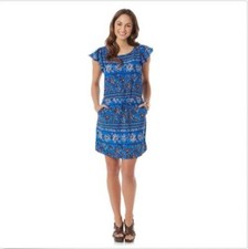 NEW Covington 16 Dress Blue Ruffle Flutter Sleeve Pockets Boho Festival 7511