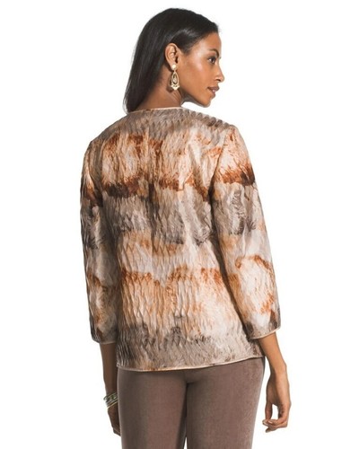 NWT Chico's Travelers Size 2 L 12-14 Beige Multi Pleated Artisan Jacket $139 - Picture 10 of 11