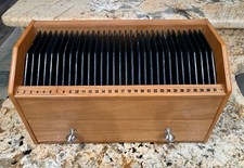 Vintage Wooden 7 Inch 45 Vinyl Record Holder with storage drawer