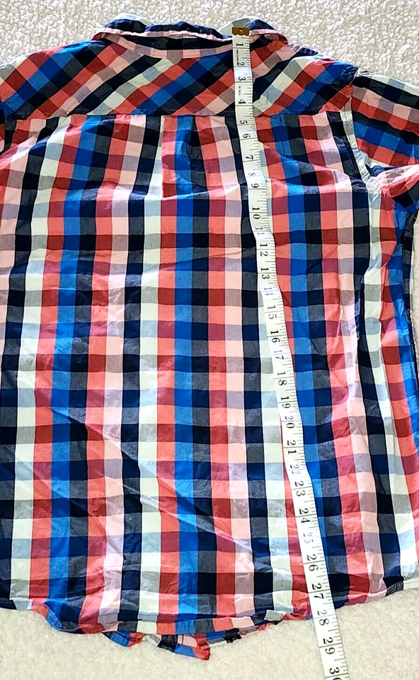 Arizona Jean Co Niño Rojo, Blanco y Azul Cuadros Manga Larga Con Botones Talla XXL (18-20) Foto 4 de 4