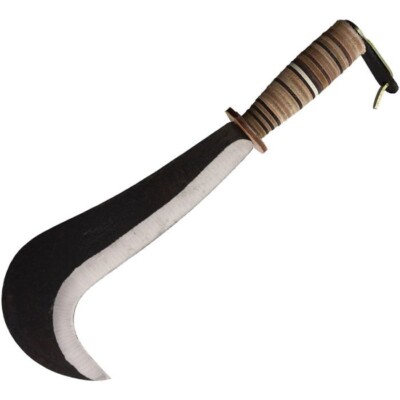 Angelo B Lucca Fixed Knife 10'' Manganese Spring Steel Billhook Blade Leather