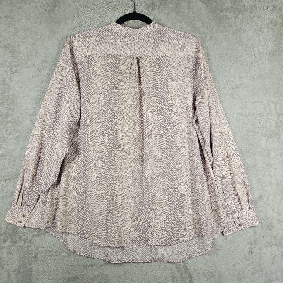 Violet Claire Women Sheer Blouse Long Sleeve Snakeprint Print Violet Ivory Sz 1X - Image 3 of 4