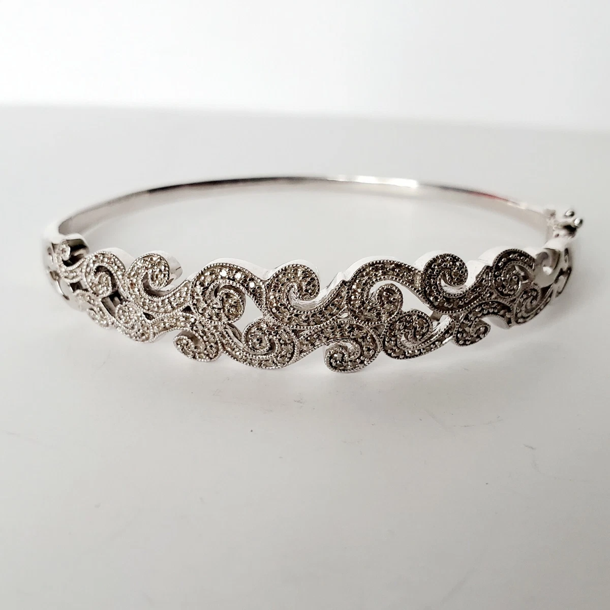 Pre owned Diamond Sterling Silver Hinge Bracelet JWBR Kay Jewelers