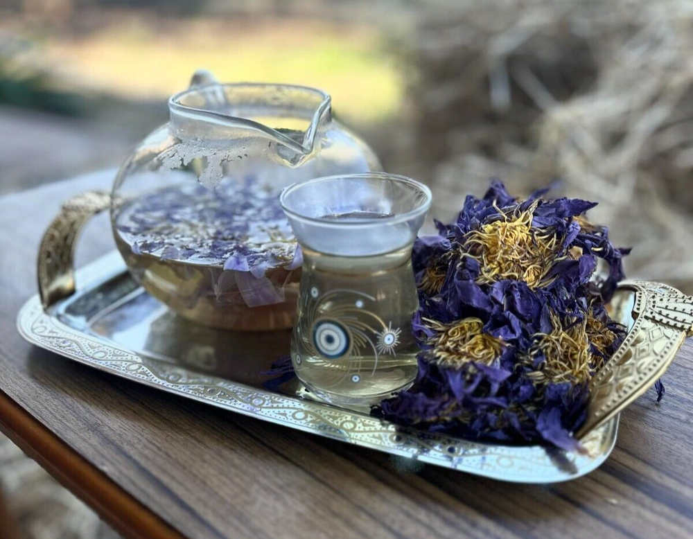 Blue Lotus Organic (Nymphaea caerulea) 25g x3 pkt  (75g) Whole flowers dried Tea