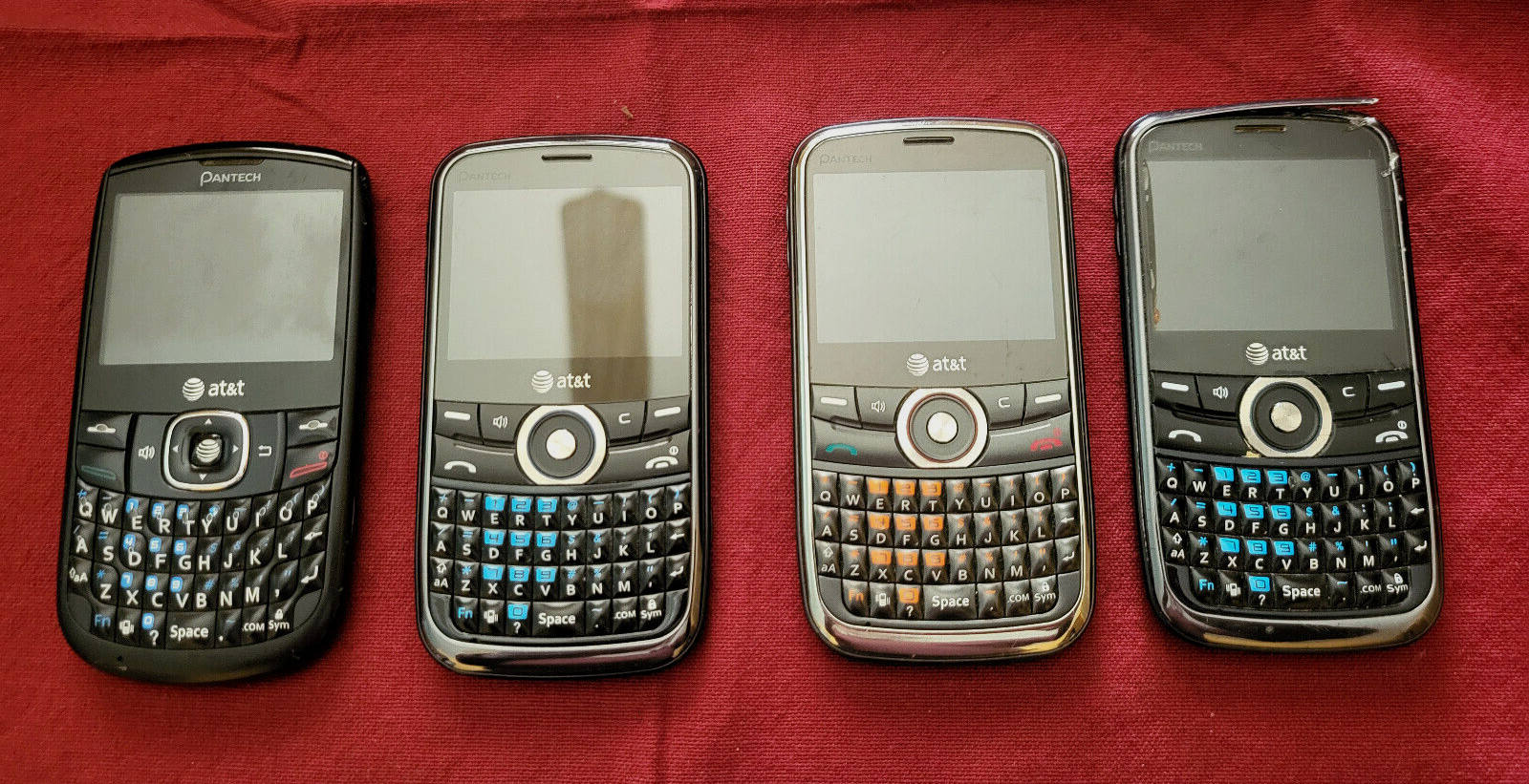 4 Pantech P7040P & P5000 Blue & Orange & BLK AT&T Cellular Phone & 4 Chargers