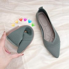 Stretch Knit Ballet Flats Women Loafers Breathable Mesh Flat Shoes Pointed Toe