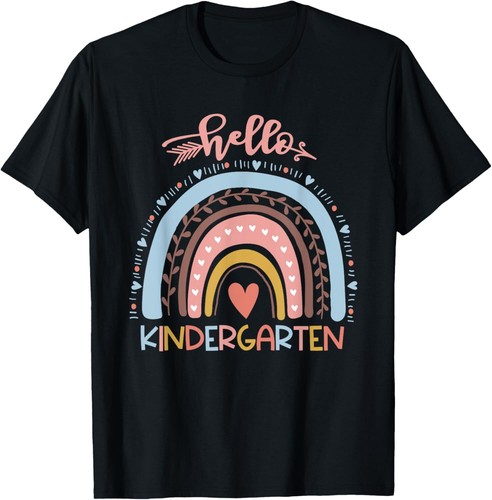 First Day of School Hello Kindergarten Teacher Rainbow Kids T-Shirt Hoodie