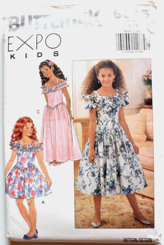 BUTTERICK PATTERN 6015 DRESSES GIRLS SIZES 12 14 UNCUT VINTAGE FF