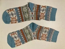 1 Pair Women Thermal Lambs Wool Blend Crew Boot Winter Warm Socks Multicolor