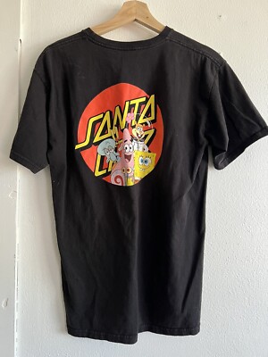 SANTA CRUZ Shirt Adult Small Black SPONGEBOB SQUAREPANTS Collab