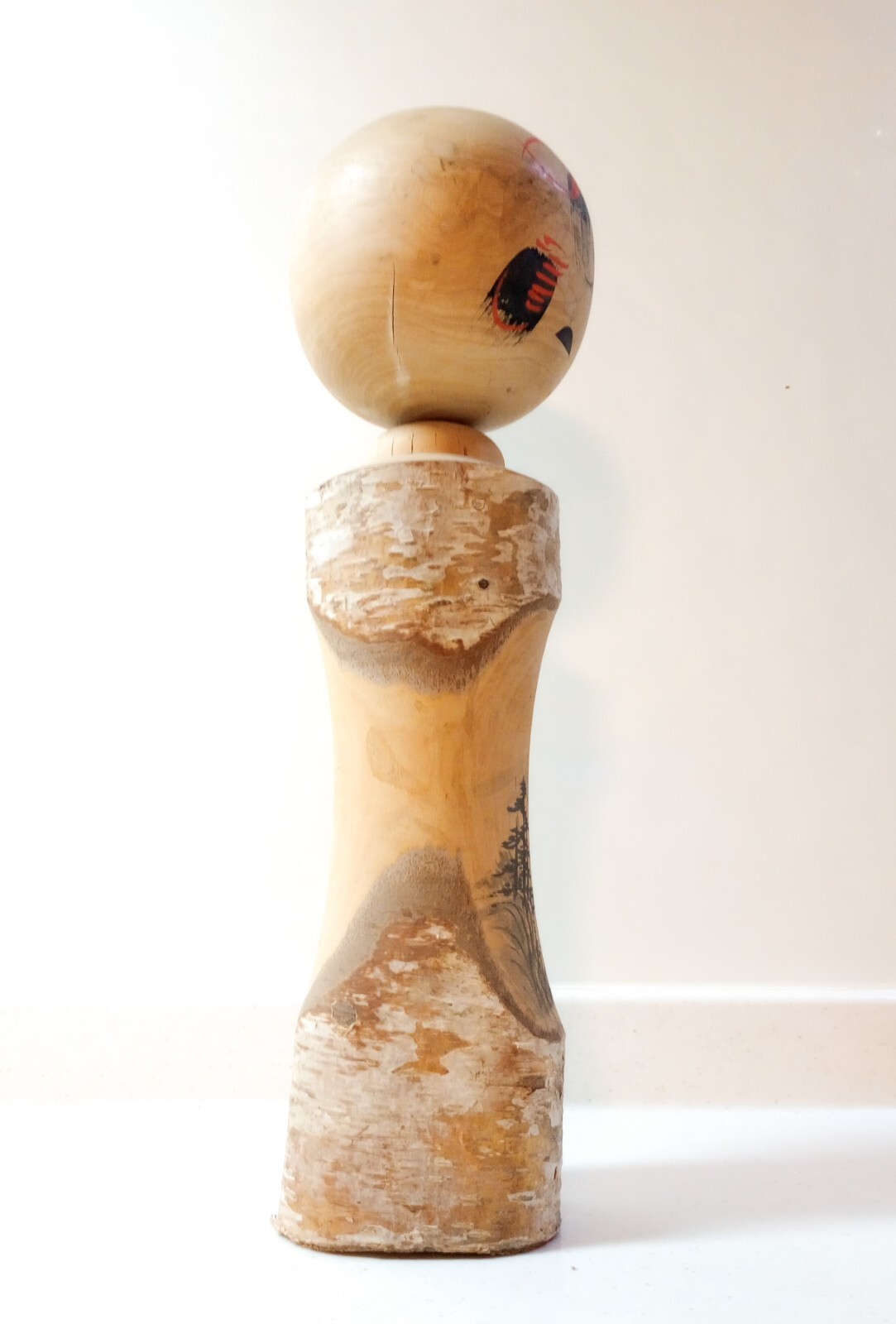 Vintage Japanese Kokeshi doll 36cm 14" Bark kokeshi Kinugawa LARGE