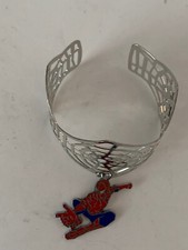 Marvel Spiderman Metal Bangle Bracelet Web Design Charm Adjustable