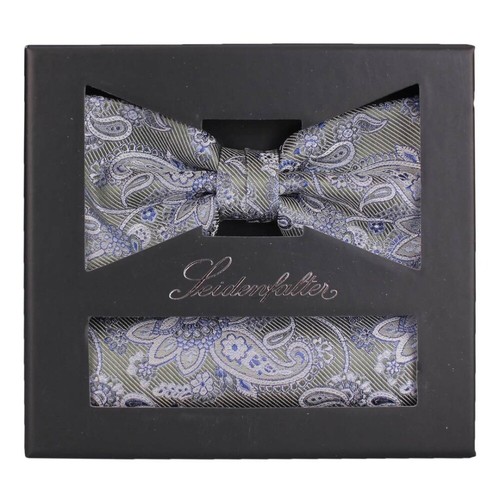 Juego de pañuelos de bolsillo de pajarita de seda para hombre verde azul Paisley ft312061 - Imagen 3 de 3