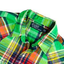VTG Polo Ralph Lauren Men's Pearl Snap Rockabilly Western Shirt Green Plaid   M