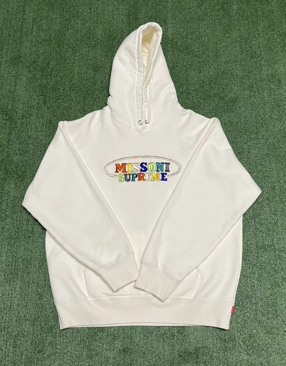 Supreme Missoni Hooded Sweatshirt Size Medium FW21 White Authentic