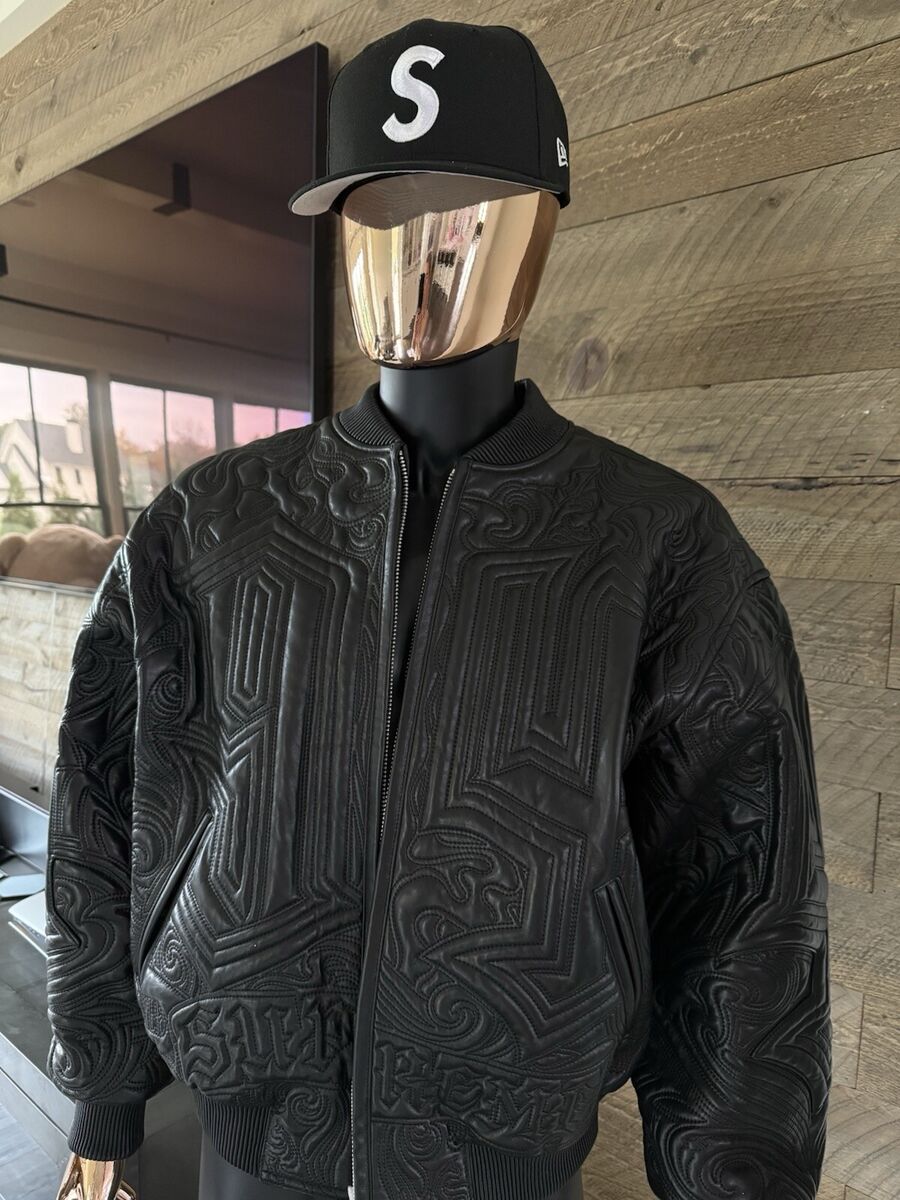 Supreme Mister Cartoon Embroidered Leather Jacket Sold Out Supreme Mister Cartoon Embroidered Leather Jacket Sold Out