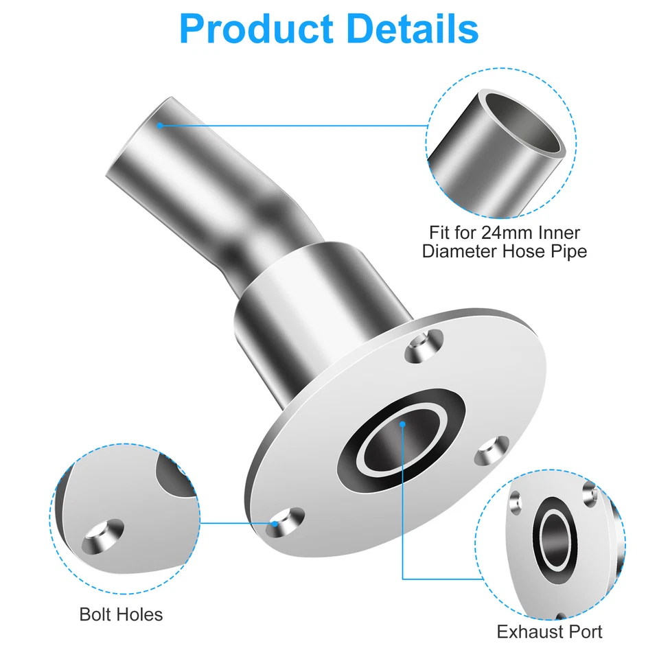 Recubrimiento de escape de acero inoxidable 316 a través del casco, montaje de tubo de 24 mm para calentadores diésel Foto 2 de 4