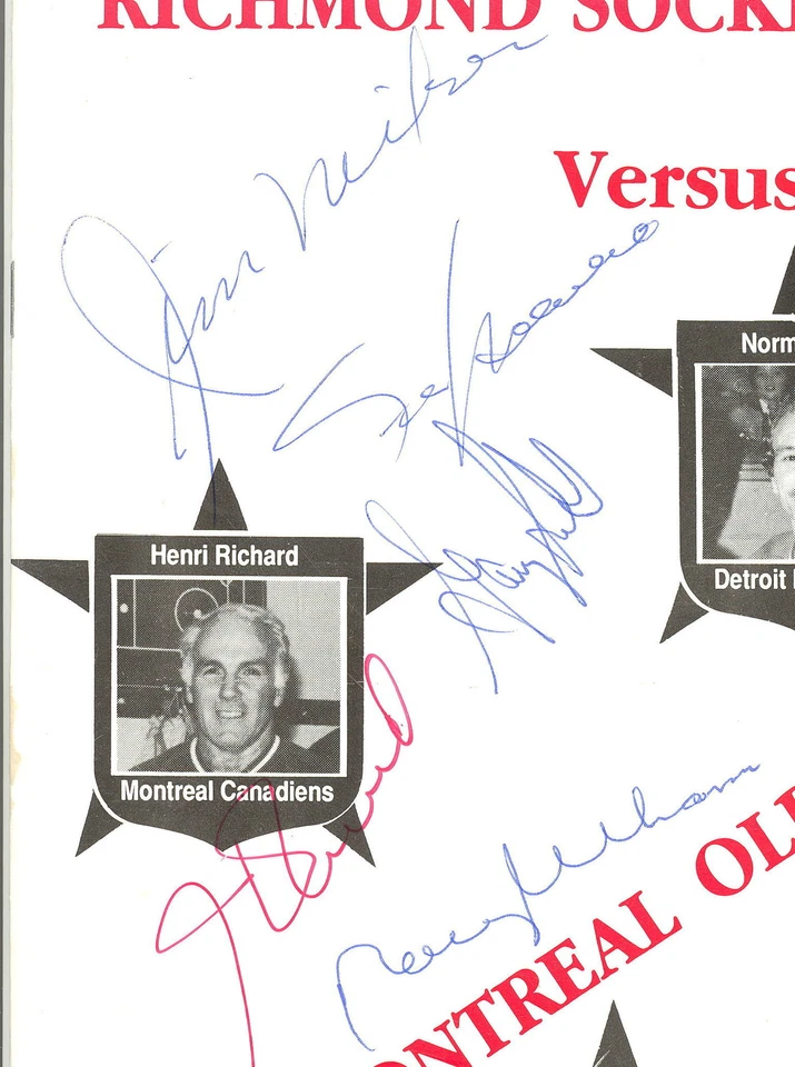 HOCKEY PROGRAM AUTOGRAPH BY 10 HENRI RICHARD NORM ULLMAN ED SHACK HOF PSA DNA - Image 4 of 4