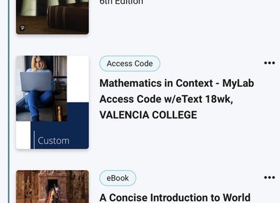 Mathematics in Context - MyLab Access Code w/eText 18wk, VALENCIA COLLEGE