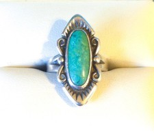 Vintage Native American Sterling Silver Turquoise Ring Size 5