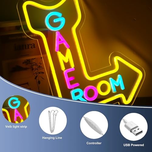 Game Room Neon Signs for Wall Decor，Led Neon Light for Man Cave, Gamer Party 