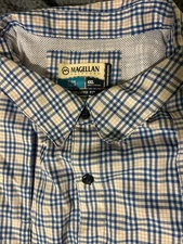 Magellan Fishing Gear  Shirt Mens Extra Large Mag Wick Vented Blue/White Striped