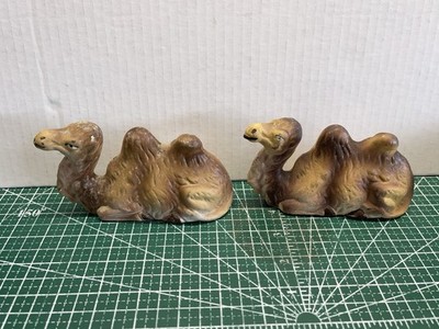 Vintage  Nativity Set - 2 Sitting  camels Made In West Germany Resin Plastic 6''L