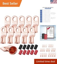 10PCS 1/0 AWG Heavy-Duty Battery Lugs with Heat Shrink Tubing - Listed