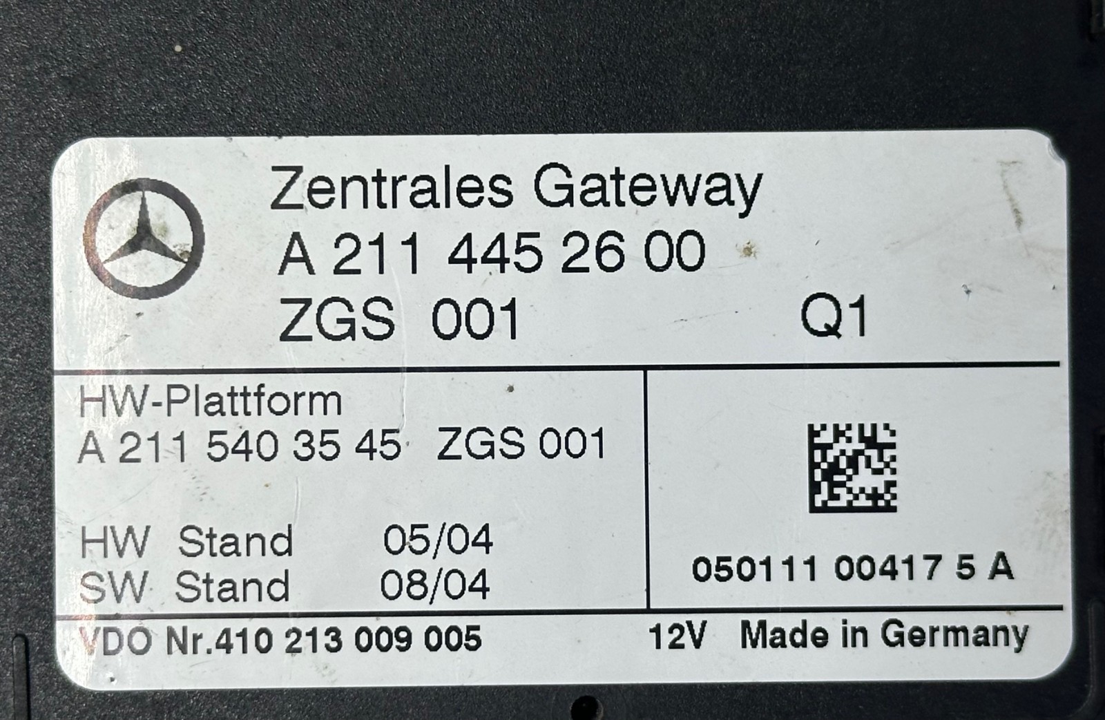 2003 - 2011 MERCEDES CENTRAL GATEWAY CONTROL MODULE A2114452600 A2115403545 OEM