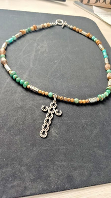 Echtes Indianerkreuz .925 Natursteine mit Herstellermarke 21'' Halskette