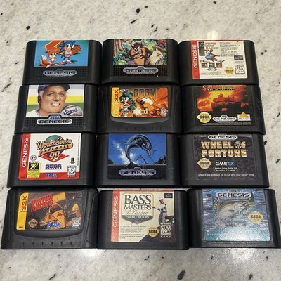 Lot 12 Sega Genesis Games Vtg Authentic Untested Sonic Hedgehog 2 Ecco Dolphin
