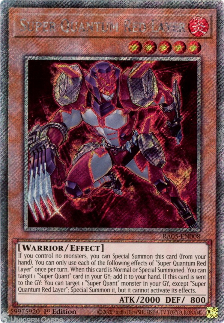 RA05-EN008 Super Quantum Red Layer : Platinum Secret Rare 1st Edition Mint YuGiO