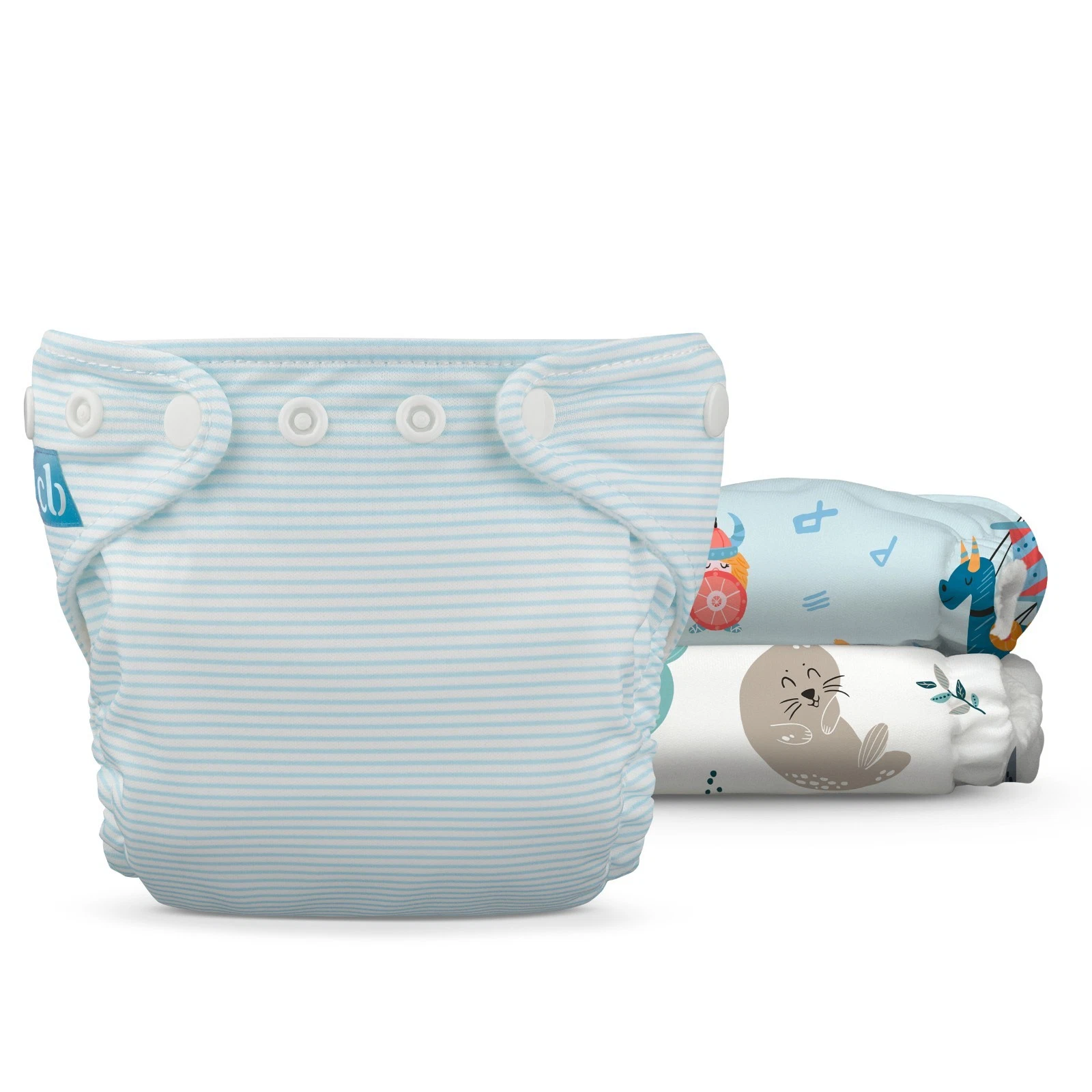 Charlie Banana 3 Pack Reusable Adjustable Cloth Diaper, Newborn - Ocean Voyage