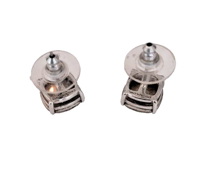 Pendientes ORIGAMI OWL Firmados SWAROVSKI 10mm Cristal Rosa Tono Plata Corte Cojín Foto 2 de 4