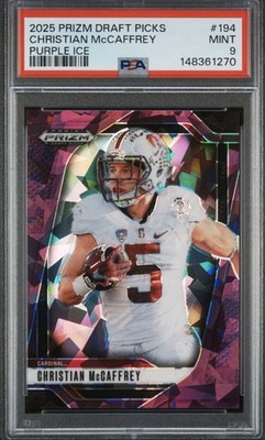 2025 Panini Prizm Draft Picks Christian McCaffrey Purple Ice /199 PSA 9 Pop 1!