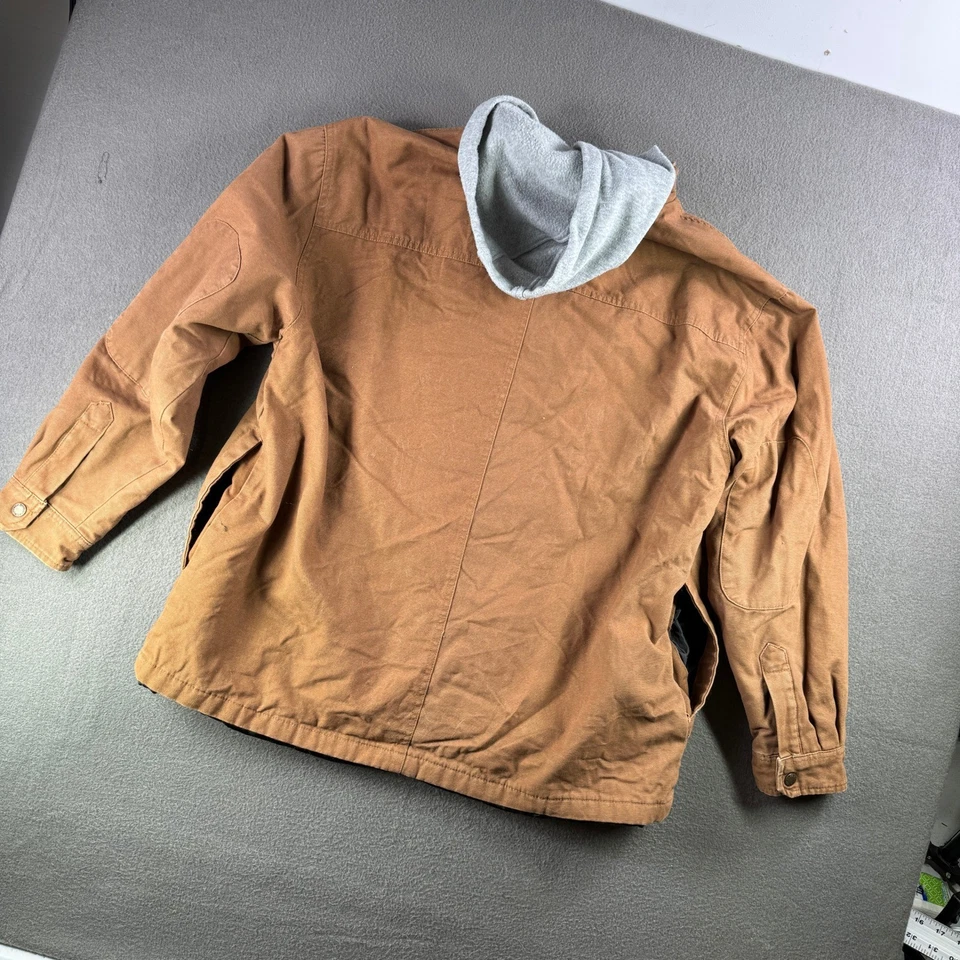 Buffalo на открытом воздухе сарая пальто мужчин XL коричневый холст куртка с капюшоном выстеганная подкладка * читать - Изображение 3 из 4