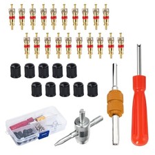 33 PCS Tire Valve Stem Removal Tool Set, Tire Stem Tool with 20 Valve Cores,