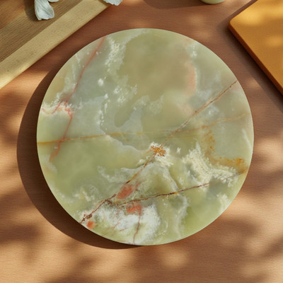 Green Round Marble Lazy Susan Rotating Serving Tray Turntable Table Centre Piece
