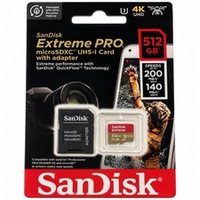 SanDisk Extreme PRO 512GB microSDXC UHS-I Card w/ Adapter 200MB/s V30 A2 U3