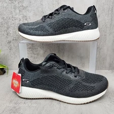 Skechers BOBS Sparkle Knit Lace-Up Sneakers Glitz-Black-US8/EUR 38 NEW-SW117006W