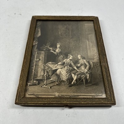 Antique Double Sided Print And Miŕror Made In Germany