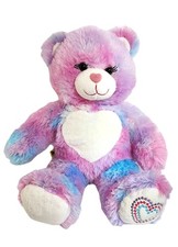 2012 Build-a-Bear Workshop Forever Heart Teddy Bear Plush Tie Dye Retired Pink