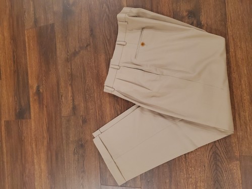 Brooks Brothers 346 Madison Fit beige Pleated Dress Pants 38x32 cuffed - Picture 4 of 4