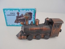 Vintage Die-Cast Novelty Pencil Sharpener No. 9611 Steam Engine Train in box