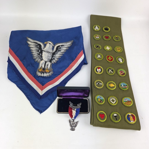 Vintage BSA Adler Pfadfinder Medaille Sterlingsilber Verdienstabzeichen Schärpe Halstuch Lot